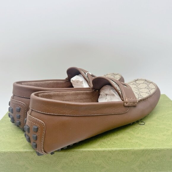 Gucci Supreme GG Interlocking Loafer Driving Shoes Mens Brown UK 9.5 US 10 - Picture 8 of 16